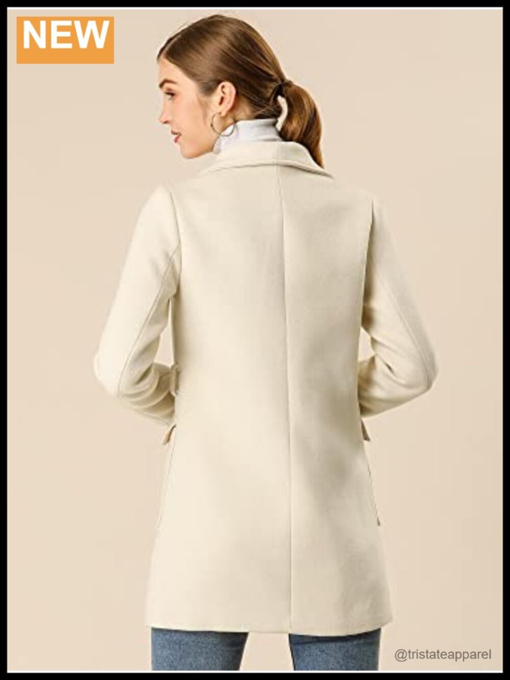 Women Winter Wrap Coat Long Sleeve Tie Belt Shawl Collar Peacoat - Picture 5 of 6